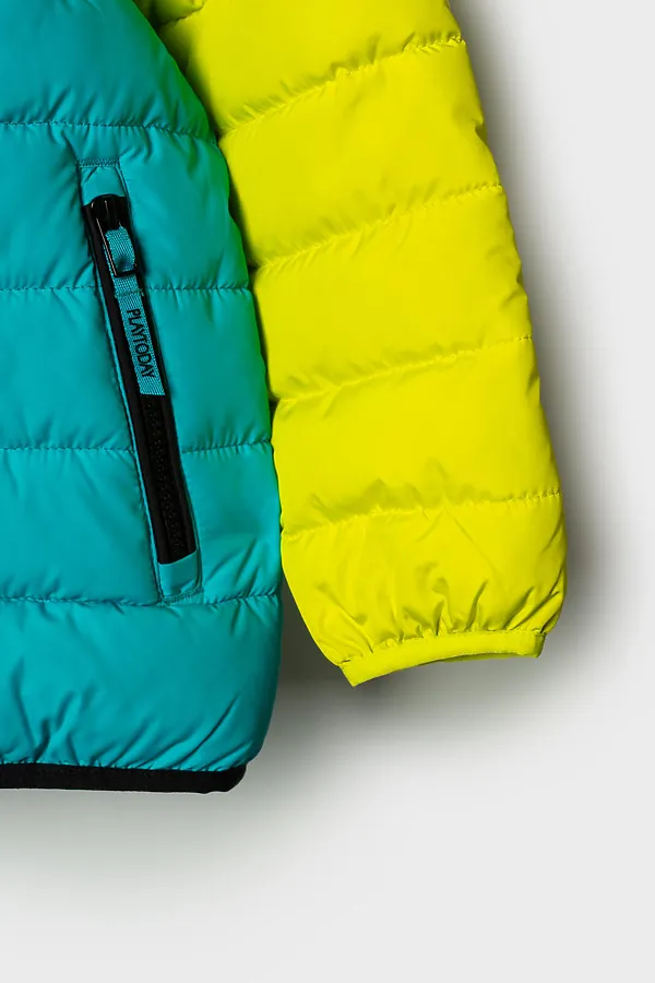 Куртка текстильная с полиуретановым покрытием для мальчиков PLAYTODAY, черный,светло-зеленый,бирюзовый - фото 2