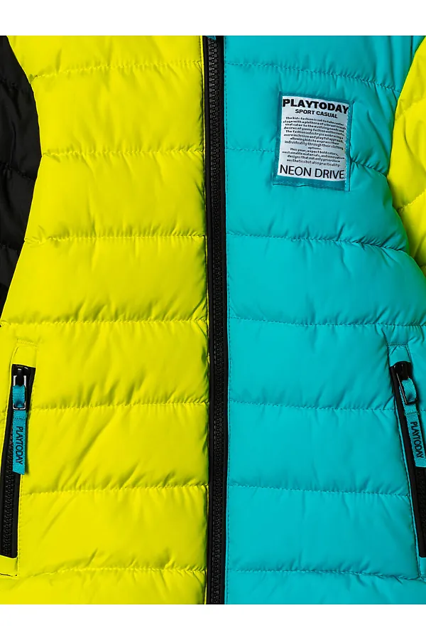 Куртка текстильная с полиуретановым покрытием для мальчиков PLAYTODAY, черный,светло-зеленый,бирюзовый - фото 2