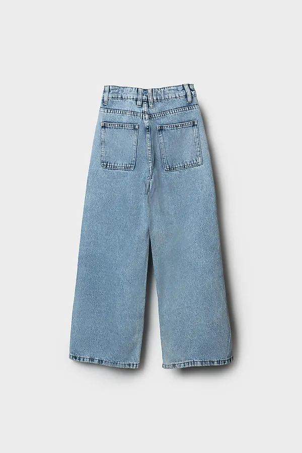 Брюки текстильные джинсовые для девочек PLAYTODAY, синий - фото 2