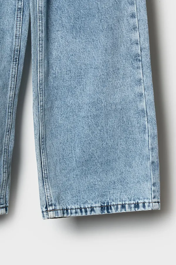 Брюки текстильные джинсовые для девочек PLAYTODAY, синий - фото 2