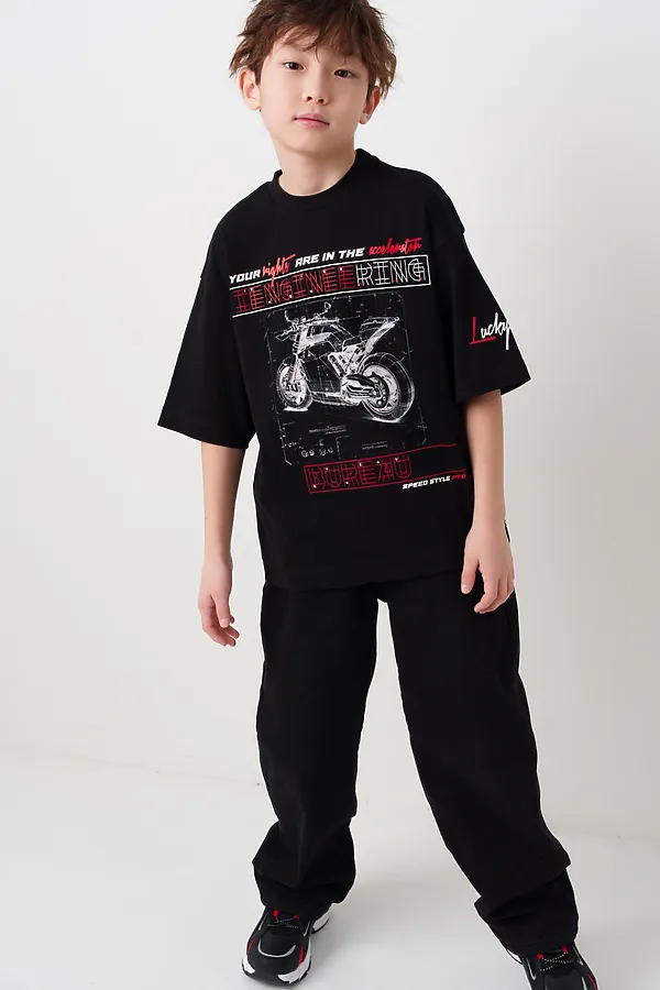 Фуфайка трикотажная для мальчиков (футболка) PLAYTODAY, черный - фото 2