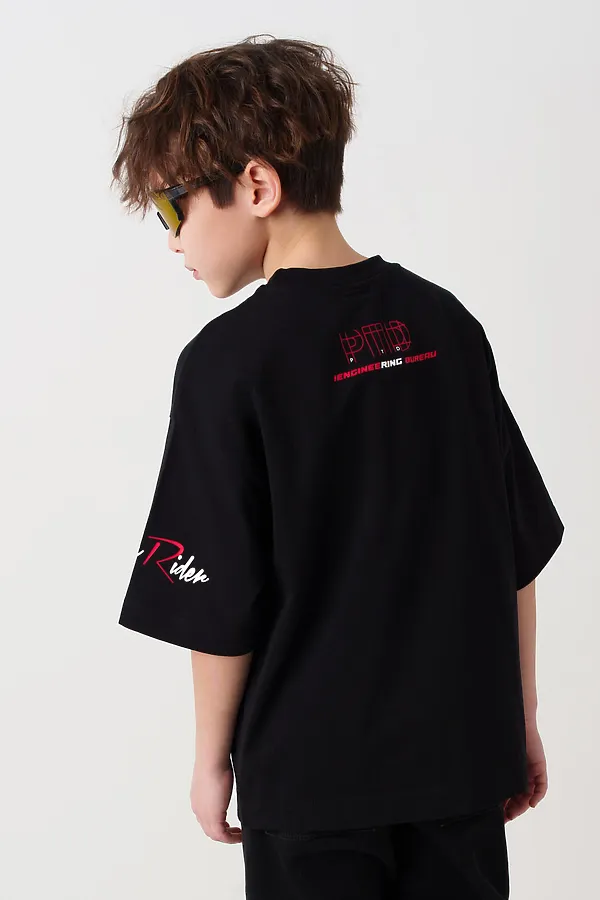 Фуфайка трикотажная для мальчиков (футболка) PLAYTODAY, черный - фото 2