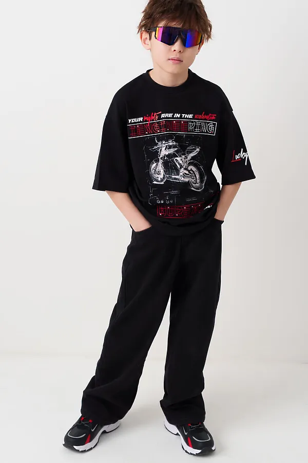 Фуфайка трикотажная для мальчиков (футболка) PLAYTODAY, черный - фото 2