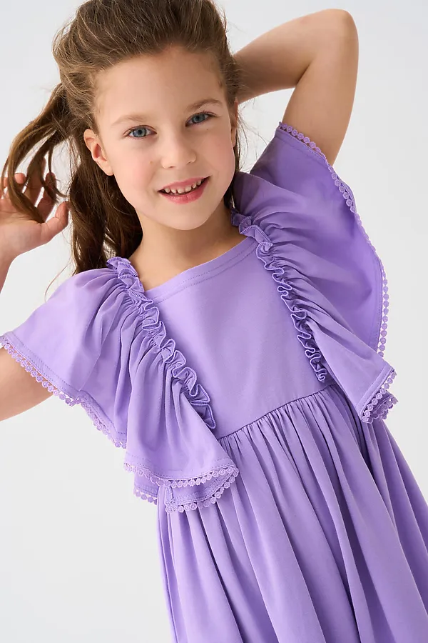 Платье трикотажное для девочек PLAYTODAY, сиреневый - фото 2