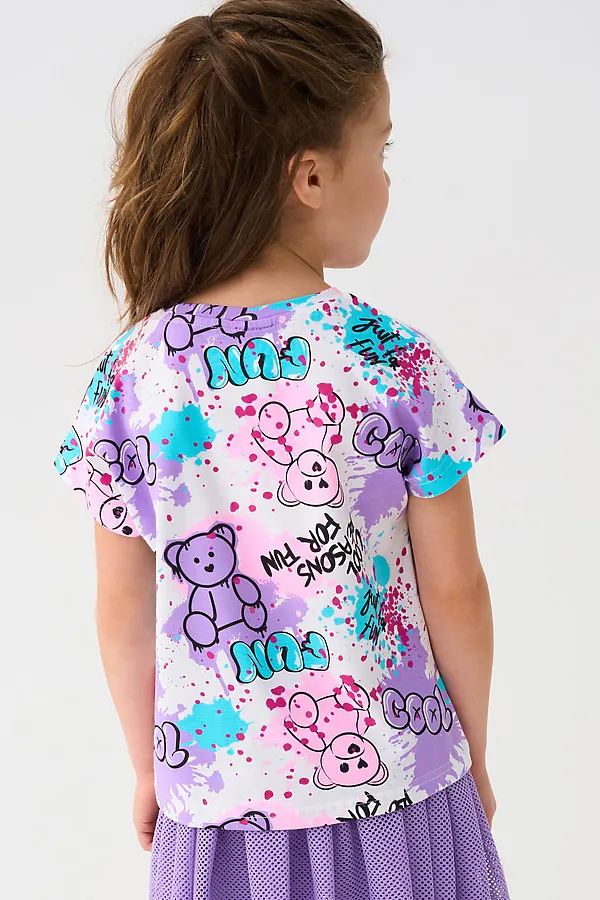 Фуфайка трикотажная для девочек (футболка) PLAYTODAY, разноцветный - фото 2