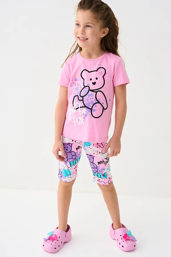 Фуфайка трикотажная для девочек (футболка) PLAYTODAY, розовый - фото 2