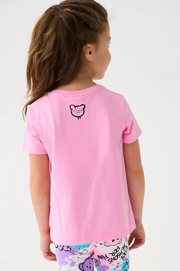 Фуфайка трикотажная для девочек (футболка) PLAYTODAY, розовый - фото 2