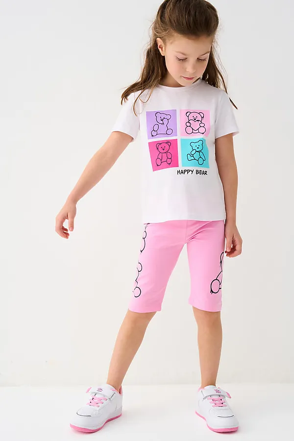 Брюки трикотажные для девочек (легинсы укороченные), 2 пары в комплекте PLAYTODAY, разноцветный - фото 2