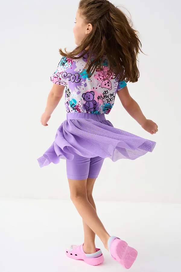 Юбка-шорты трикотажные для девочек PLAYTODAY, сиреневый - фото 2