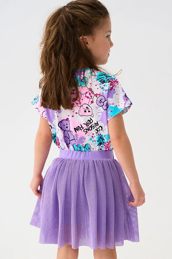 Юбка-шорты трикотажные для девочек PLAYTODAY, сиреневый - фото 2