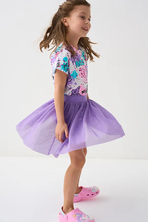 Юбка-шорты трикотажные для девочек PLAYTODAY, сиреневый - фото 2