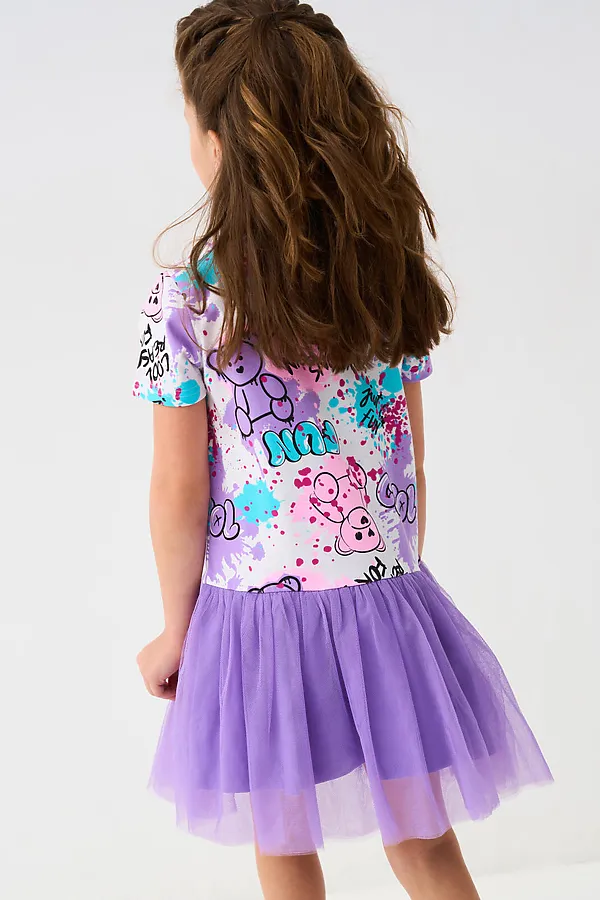 Платье трикотажное для девочек PLAYTODAY, разноцветный - фото 2