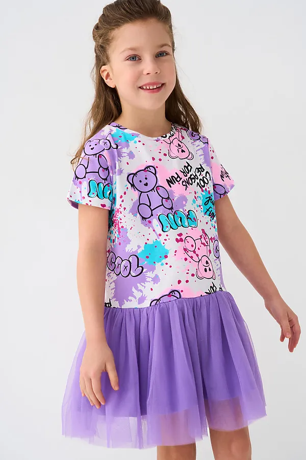 Платье трикотажное для девочек PLAYTODAY, разноцветный - фото 2