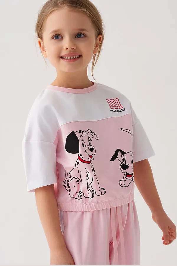 Комплект трикотажный для девочек: джемпер (футболка), брюки PLAYTODAY, белый,светло-розовый - фото 2