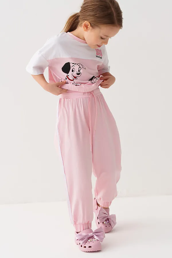 Комплект трикотажный для девочек: джемпер (футболка), брюки PLAYTODAY, белый,светло-розовый - фото 2