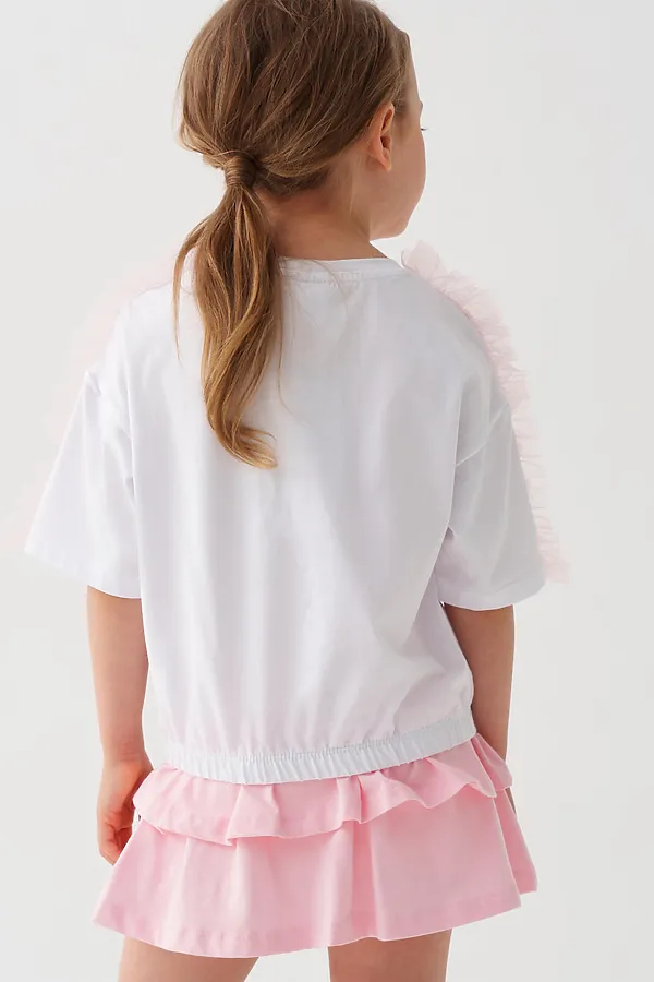 Джемпер трикотажный для девочек (футболка) PLAYTODAY, белый - фото 2