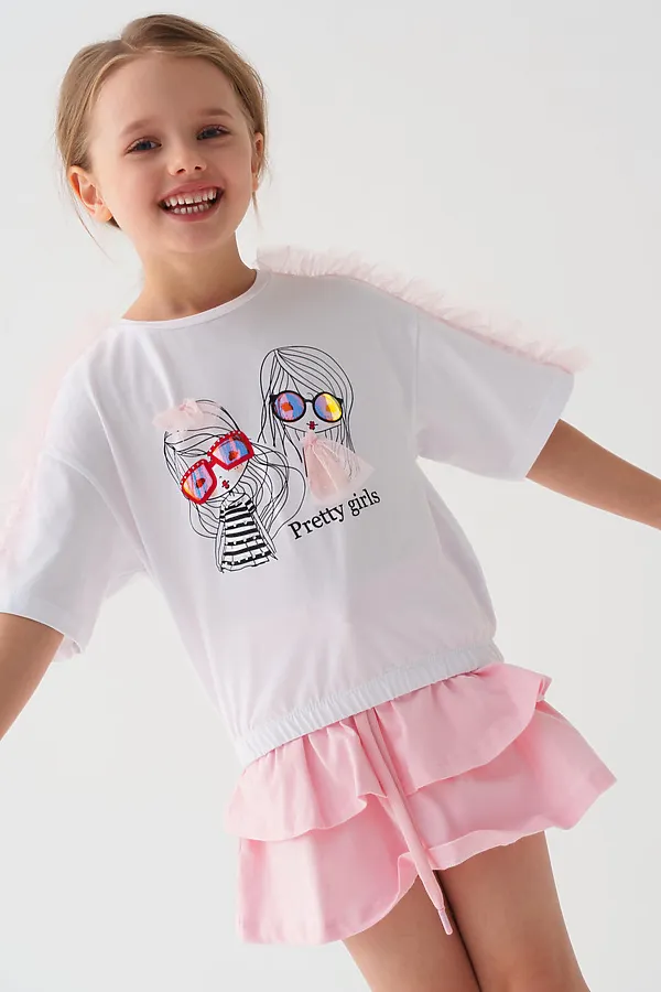 Джемпер трикотажный для девочек (футболка) PLAYTODAY, белый - фото 2