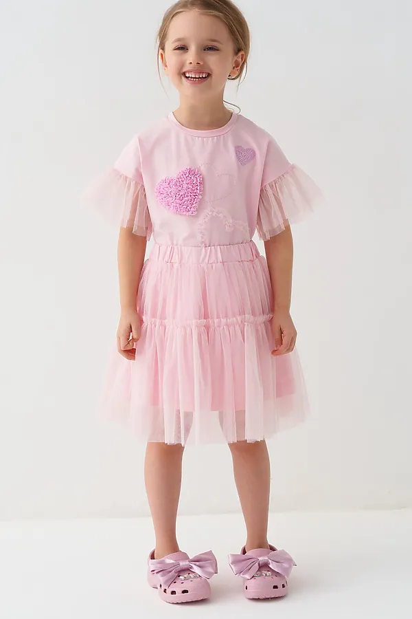 Джемпер трикотажный для девочек (футболка) PLAYTODAY, светло-розовый - фото 2