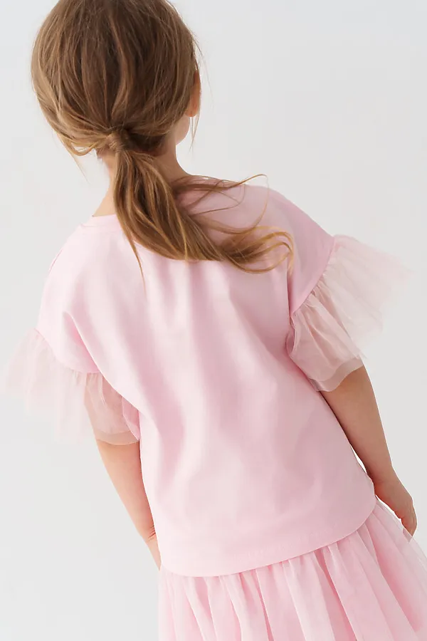 Джемпер трикотажный для девочек (футболка) PLAYTODAY, светло-розовый - фото 2