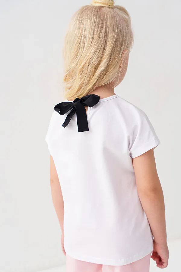 Джемпер трикотажный для девочек (футболка) PLAYTODAY, белый - фото 2