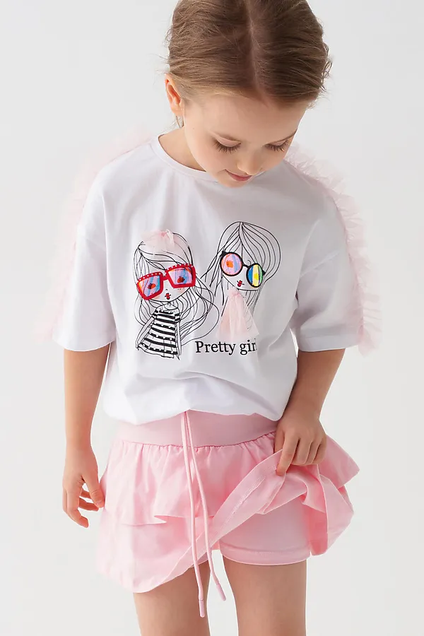 Юбка-шорты трикотажные для девочек PLAYTODAY, светло-розовый - фото 2