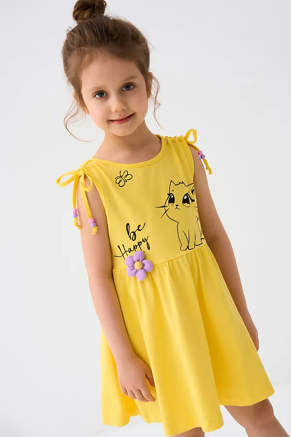 Сарафан трикотажный для девочек PLAYTODAY, жёлтый - фото 2