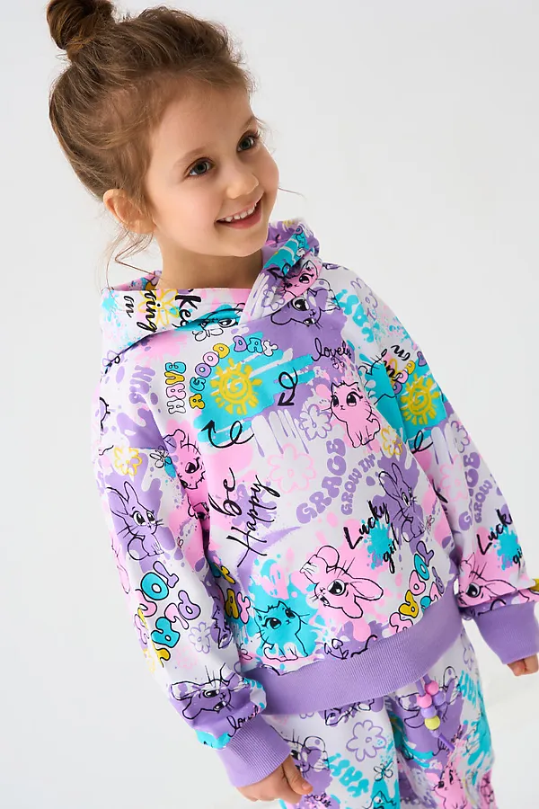 Комплект трикотажный для девочек: толстовка, брюки PLAYTODAY, разноцветный - фото 2