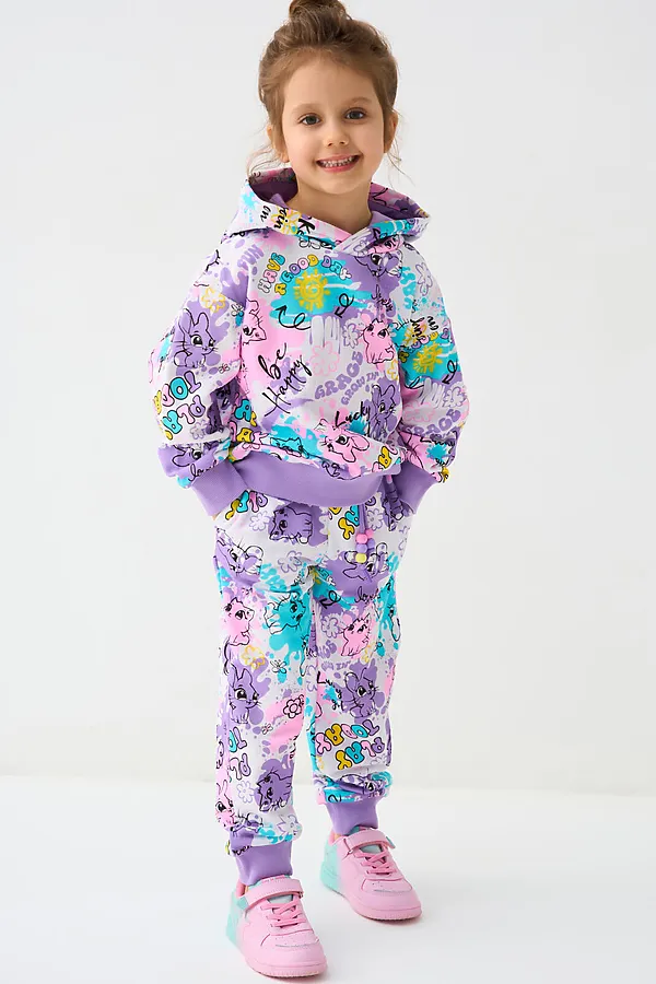 Комплект трикотажный для девочек: толстовка, брюки PLAYTODAY, разноцветный - фото 2