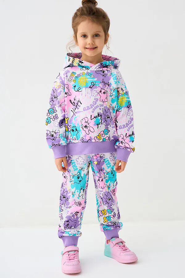 Комплект трикотажный для девочек: толстовка, брюки PLAYTODAY, разноцветный - фото 2