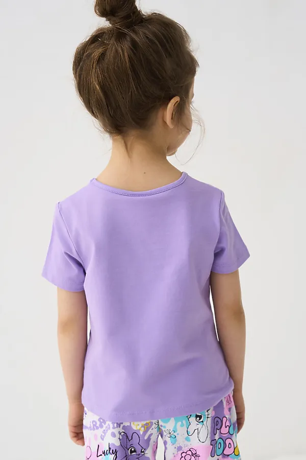 Фуфайка трикотажная для девочек (футболка) PLAYTODAY, сиреневый - фото 2