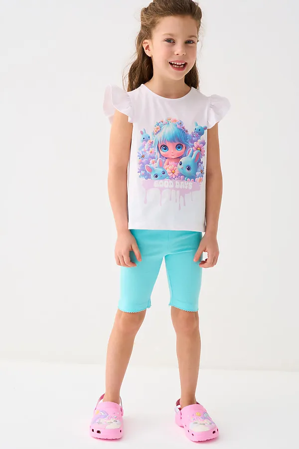 Джемпер трикотажный для девочек (футболка) PLAYTODAY, белый - фото 2