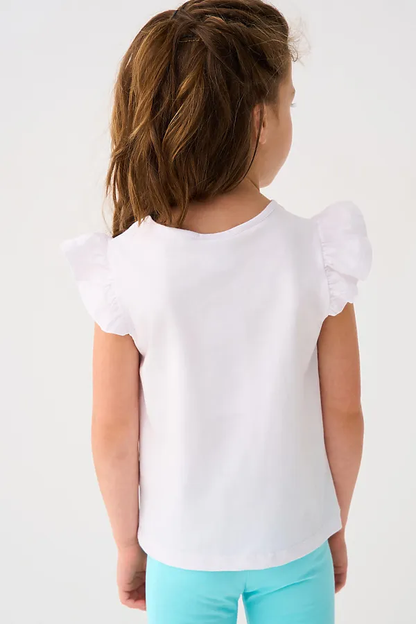 Джемпер трикотажный для девочек (футболка) PLAYTODAY, белый - фото 2