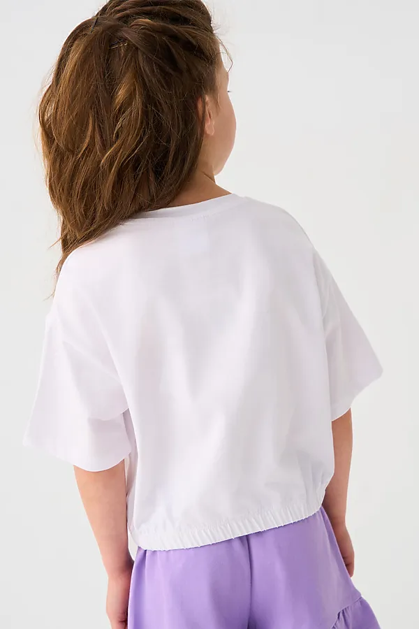 Джемпер трикотажный для девочек (футболка) PLAYTODAY, белый - фото 2