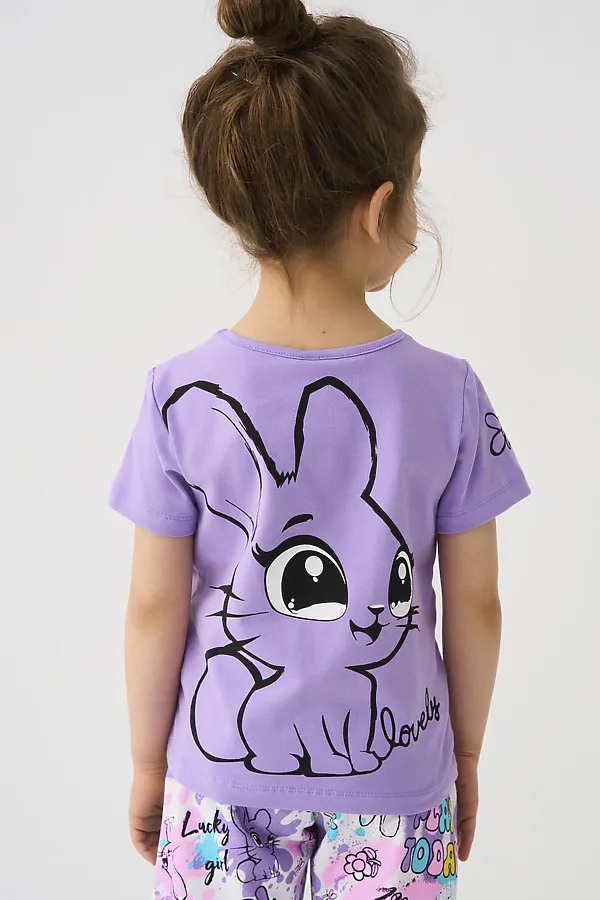 Фуфайка трикотажная для девочек (футболка), 2 шт в комплекте PLAYTODAY, розовый,сиреневый - фото 2