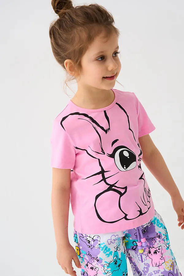 Фуфайка трикотажная для девочек (футболка), 2 шт в комплекте PLAYTODAY, розовый,сиреневый - фото 2