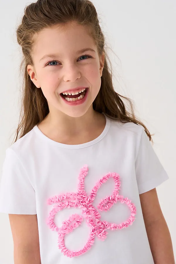 Комплект трикотажный для девочек: фуфайка (футболка), шорты PLAYTODAY, белый,розовый - фото 2