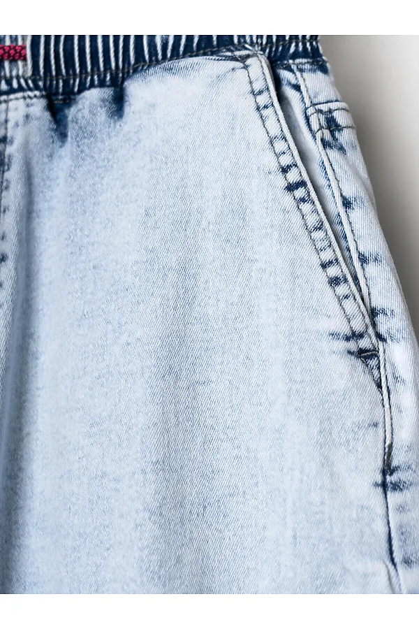 Брюки текстильные джинсовые для девочек PLAYTODAY, синий - фото 2