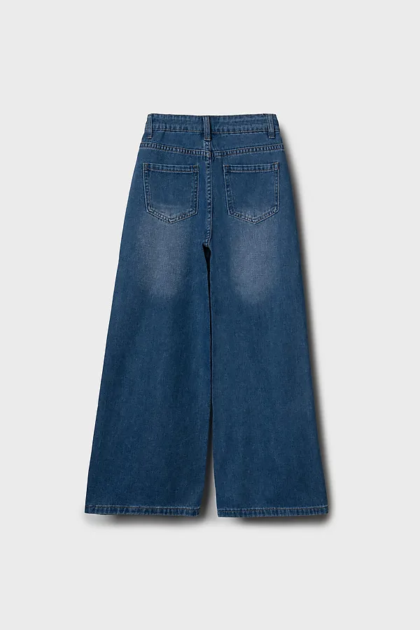 Брюки текстильные джинсовые для девочек PLAYTODAY, синий - фото 2