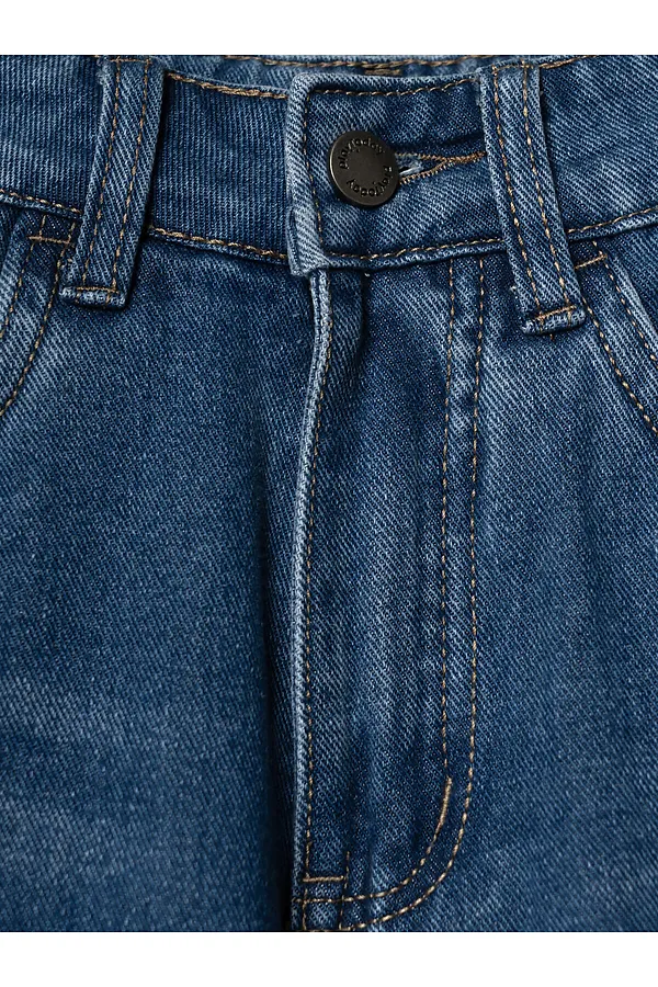 Брюки текстильные джинсовые для девочек PLAYTODAY, синий - фото 2