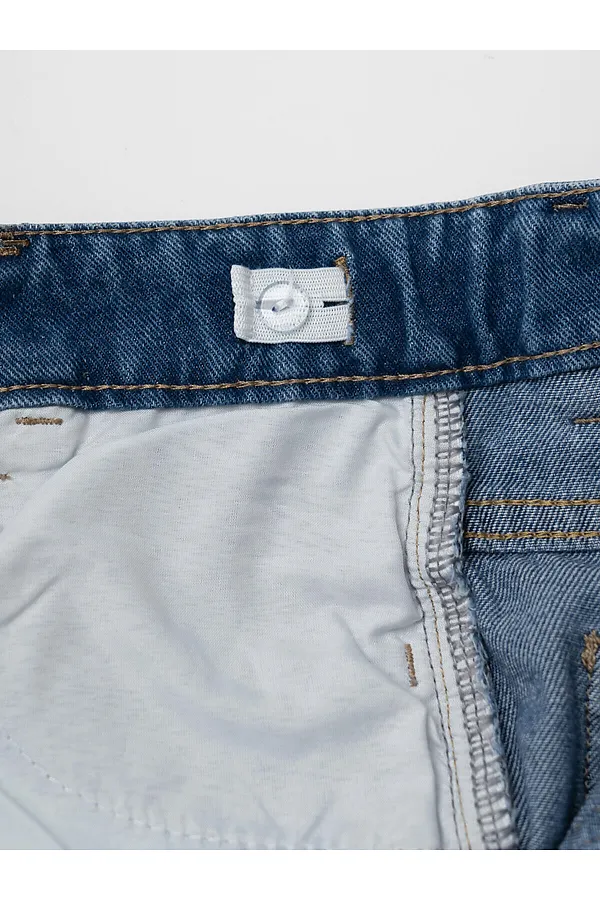 Брюки текстильные джинсовые для девочек PLAYTODAY, синий - фото 2