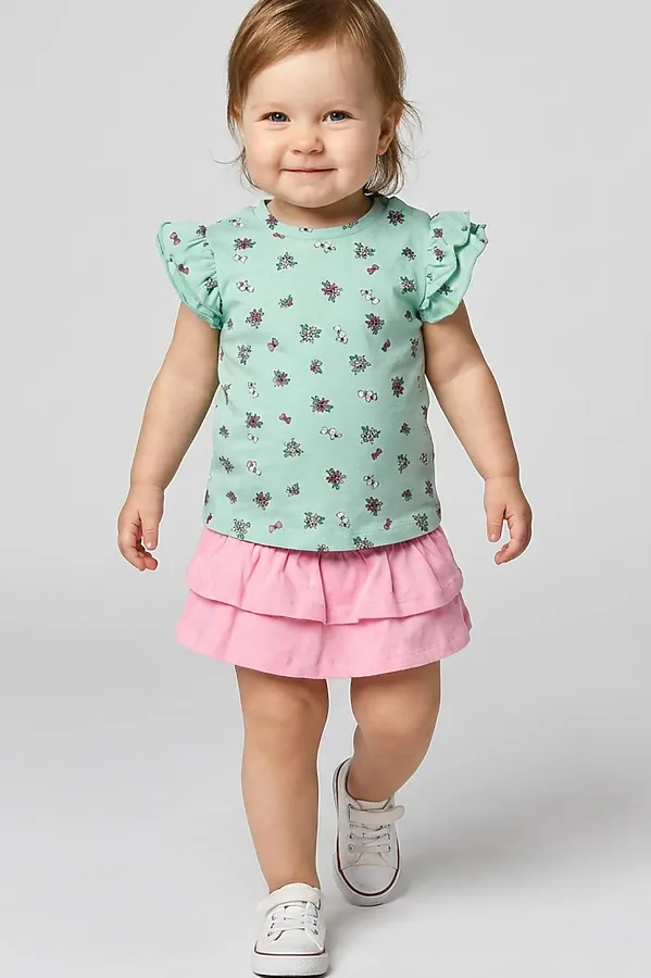 Джемпер детский трикотажный для девочек (футболка) PLAYTODAY, разноцветный - фото 2