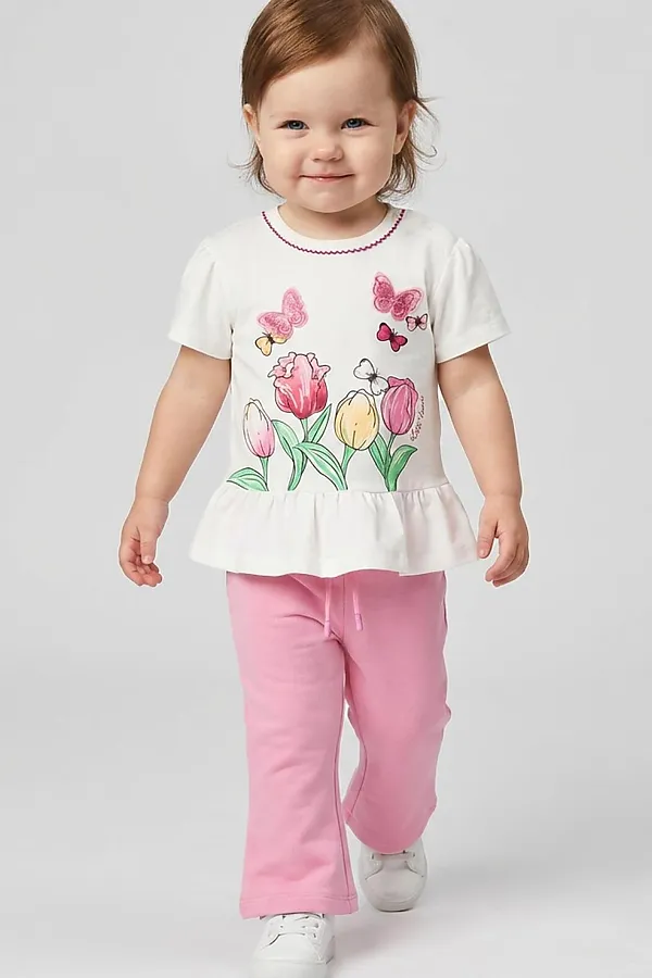 Джемпер детский трикотажный для девочек (футболка) PLAYTODAY, белый - фото 2