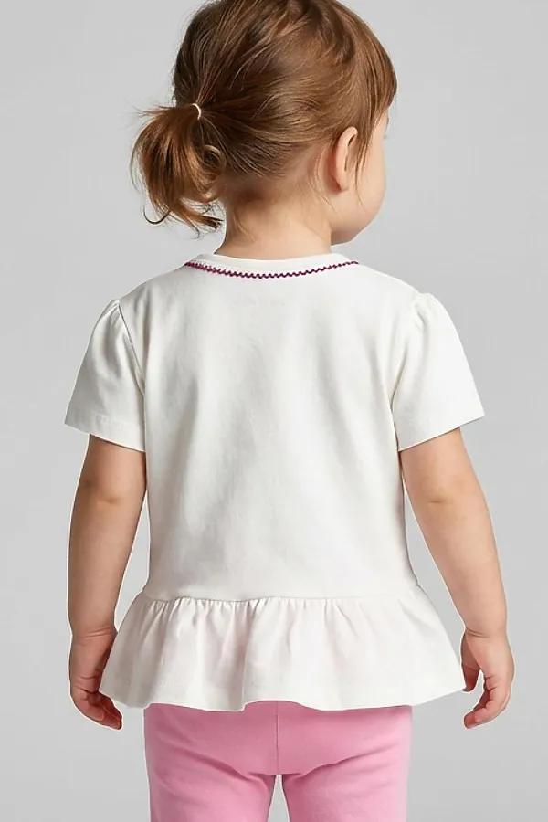 Джемпер детский трикотажный для девочек (футболка) PLAYTODAY, белый - фото 2