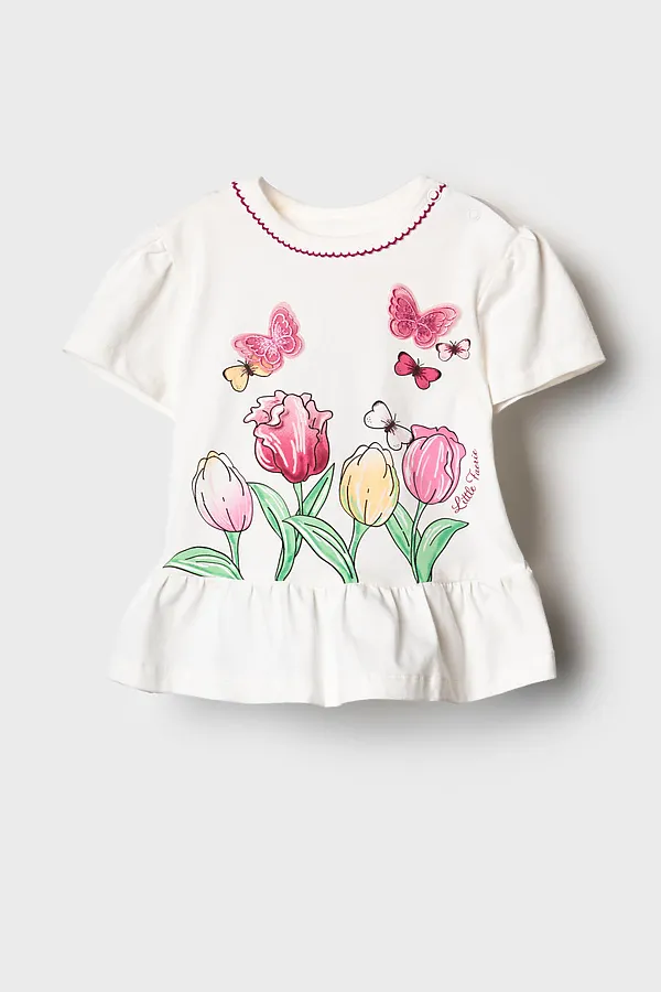 Джемпер детский трикотажный для девочек (футболка) PLAYTODAY, белый - фото 2