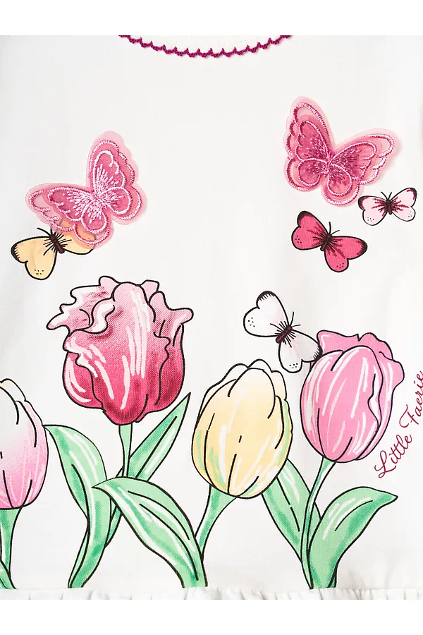 Джемпер детский трикотажный для девочек (футболка) PLAYTODAY, белый - фото 2