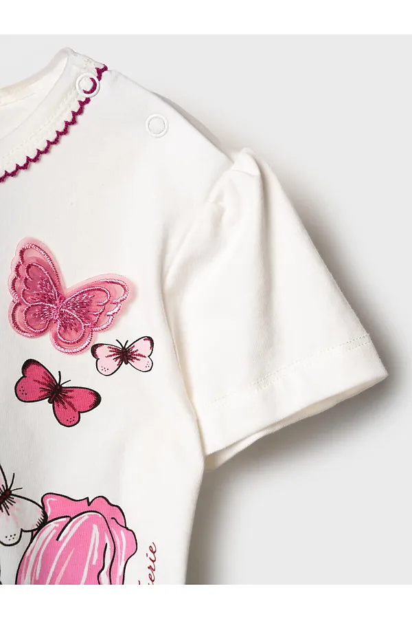 Джемпер детский трикотажный для девочек (футболка) PLAYTODAY, белый - фото 2