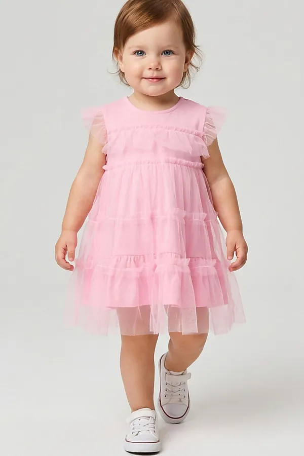 Платье детское трикотажное для девочек PLAYTODAY, розовый - фото 2