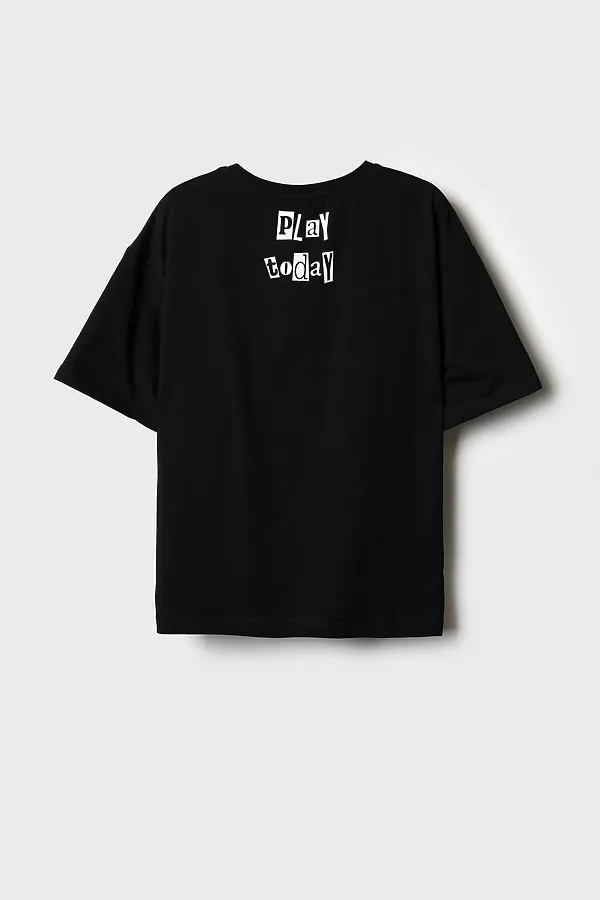 Фуфайка трикотажная для девочек (футболка) PLAYTODAY, черный - фото 2