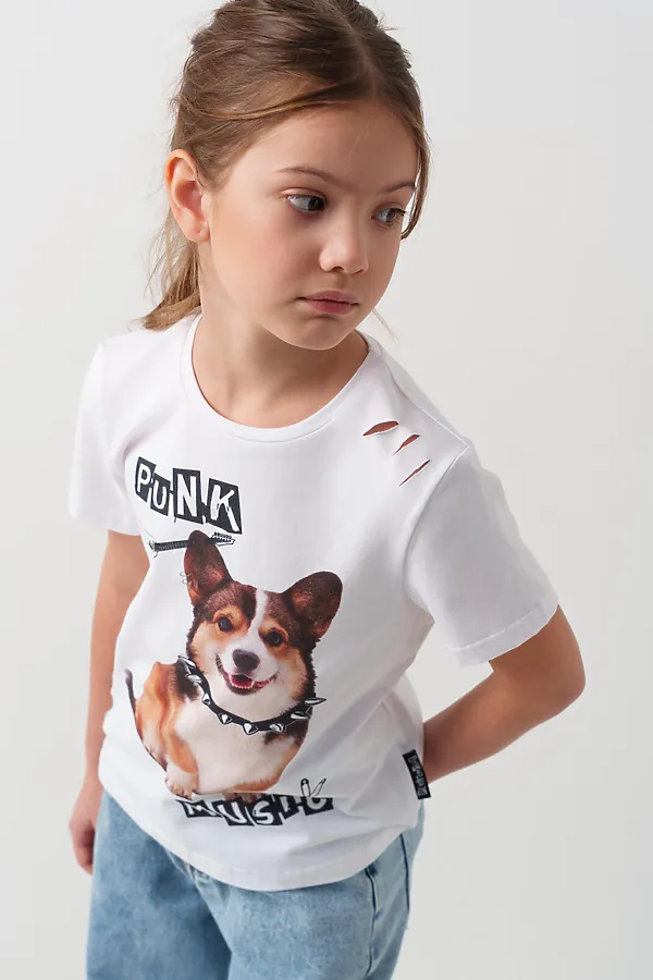 Фуфайка трикотажная для девочек (футболка) PLAYTODAY, белый - фото 2