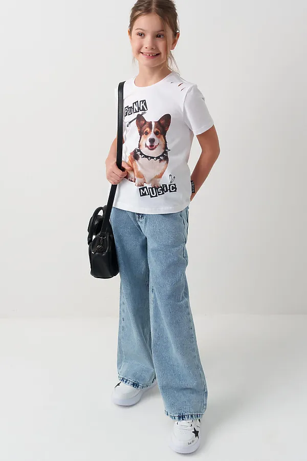 Фуфайка трикотажная для девочек (футболка) PLAYTODAY, белый - фото 2